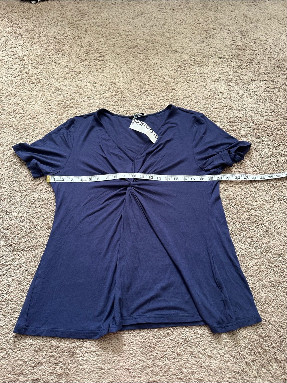 Bloomchic Navy Blue Supersoft Ruched V-Neck T-Shirt Size 14/16 - Picture 6 of 7